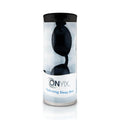 The EyeEco Onyix Hydrating Nighttime Sleep Mask for Eye Relief (Black) by PRN comes in a clear cylindrical container with a white and blue label, designed for CPAP compatibility, providing premium dry eye protection during restful sleep.