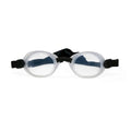 The EyeEco Quartz Hydrating Sleep Mask Nighttime Relief (Clear) by PRN features clear lenses, minimal frame, and black adjustable straps with silicone shields, designed for dry eye protection. Perfect for aquatic use against a plain white background.