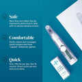 On a blue background, the NuLids All Natural At-home Dry Eye Treatment 180 from NuSight Medical and Revitalizing Eyelid Gel are displayed. Benefits include safety with over a million treatments without serious issues, comfort for eyelid cleaning and massaging, and quick dry eye relief in just 1 minute daily.