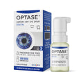 Optase Comfort Dry Eye Spray, a preservative-free artificial tears alternative, offers dry eye relief with 300 doses. The compact .58 fl oz pump dispenser bottle is designed to stabilize the tear film effortlessly and features packaging with an eye image.