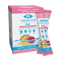 A box of Bruders Dry Eye Drink™ Daytime, a doctor-formulated hydration solution for eye health, includes 20 strawberry lemonade packets with images of strawberries, lemon slices, and water splashes for electrolyte and vitamin support.