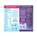 Bruders Dry Eye Drink™ Complete Set includes Mixed Berries AM and Mixed Berries PM powders, crafted for dry eye relief. The AM version offers 8 calories, while the PM has 10. Both contain vitamins and electrolytes like potassium chloride and citric acid to support eye health.