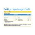 Image of Fortifeye Super Omega-3 Fish Oil Omegas (60ct bottle) packaging, highlighting pharmaceutical-grade quality. Nutrition facts per serving: 30 calories, 3g total fat, 1600mg EPA, and 1000mg DHA. Ingredients include natural lemon flavor and fish oil for optimal heart health.