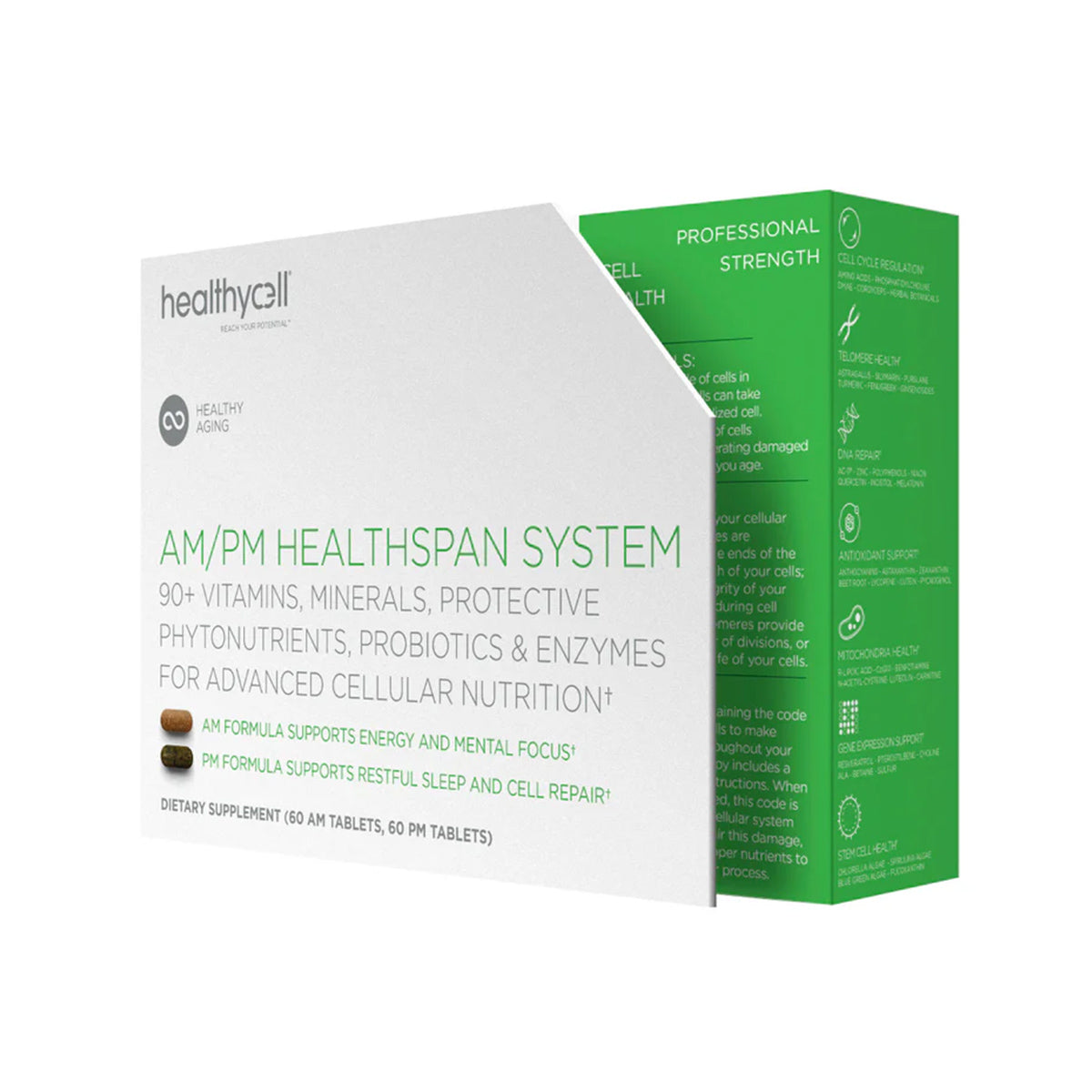 HealthyCell AM PM Healthspan Vitamins (30 Day Supply) for Energy and ...