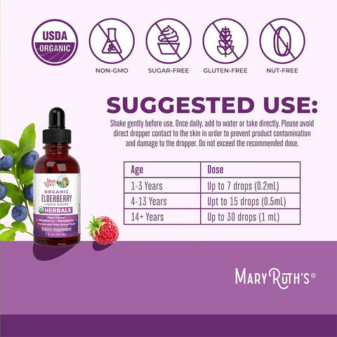 Mary Ruth's Organic Elderberry Liquid Drops Oral (1 oz) 30 Servings