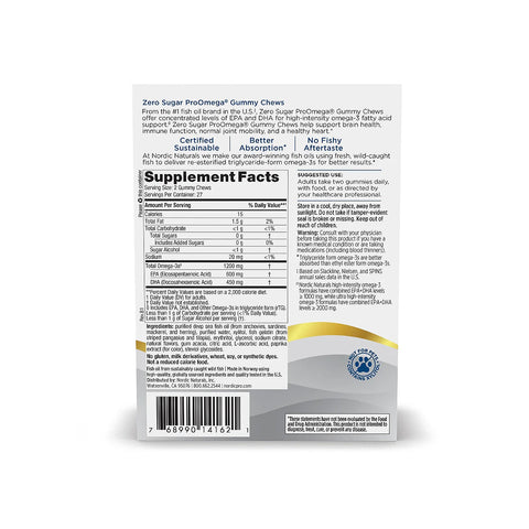 Nordic Naturals ProOmega Gummy Chews, No Sugar, 54 Pack