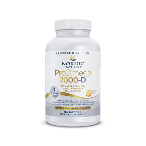 Nordic Naturals ProOmega® 2000-D – High-Potency Omega-3 with Vitamin D3 for Eye & Vision Health (120ct)