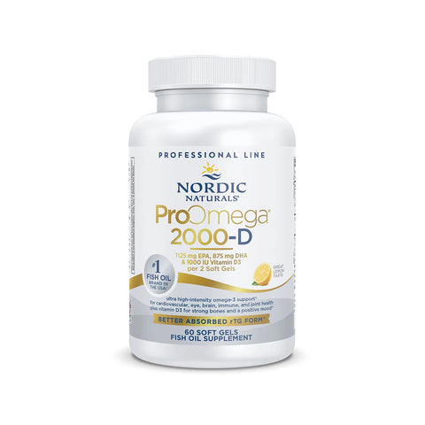 Nordic Naturals ProOmega® 2000-D – High-Potency Omega-3 with Vitamin D3 for Eye & Vision Health (60ct)