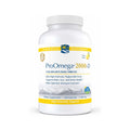 The white bottle of Nordic Naturals ProOmega® 2000-D, a dietary supplement with 120 soft gels, features high-potency omega-3 and vitamin D3 to support brain, eye, vision, and heart health.
