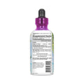 The Tropical Oasis Biotin Liquid Supplement for Hair, Nail, and Skin (32oz.) features a purple-capped bottle with a dropper. The label presents supplement facts, highlighting the organic aloe vera and biotin formula benefits for hair growth, along with dosage instructions and manufacturing details.