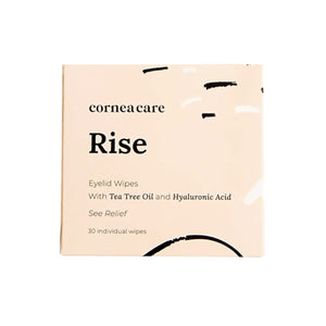 CorneaCare Wipes with Tea Tree Oil (30ct) offer soothing eyelid cleansing in a beige box. These individual wipes, infused with tea tree oil and hydrating hyaluronic acid, ensure you see relief..