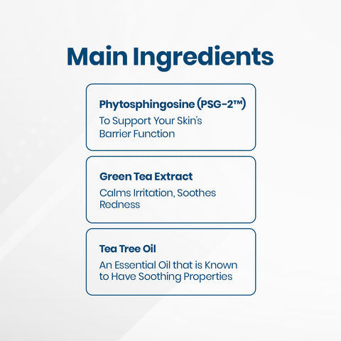 The ingredients list on the Ocusoft Lid Scrub Allergy Eyelid Cleanser (30 Wipes) reveals: 1. Phytosphingosine (PSG-2™) to support skin barrier, 2. Green Tea Extract for irritation relief, perfect for eyelids, and 3. Tea Tree Oil known for its soothing properties. Brand: OCuSOFT.