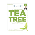 Packaging of The Eye Doctor Tea Tree Oil Lid Wipes (20ct) highlights biodegradable wipes for eyelid hygiene, effective for blepharitis, dry eye disease, MGD, and demodex. Features a small portrait of a smiling person and two tea leaves.