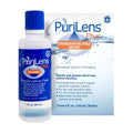 The photo shows a blue and white box and bottle of PuriLens Plus Preservative Free Saline from Purilens. This pH-balanced saline offers optimal comfort for sensitive eyes and is ideal for contact lenses. With a 4 fl. oz. capacity, the packaging highlights clarity and ease for users.