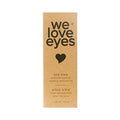 A rectangular box with We Love Eyes and a heart symbol displays tea tree eyelid & eyelash makeup remover oil, highlighting Australian Tea Tree Oil. The packaging also says arbre à thé huile démaquillant pour les yeux. Size: 30 mL / 1 fl oz.