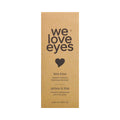 The We Love Eyes Tea Tree Eyelid Foaming Cleanser comes in brown rectangular packaging, 50ml, with a heart graphic and bilingual text. This eye health product offers a plant-based formula for gentle and refreshing cleansing.