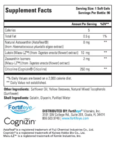 Fortifeye Focus & Brain for Macular and Cognitive Performance (90ct.) 3 Month Supply